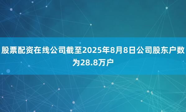 股票配资在线公司截至2025年8月8日公司股东户数为28.8万户
